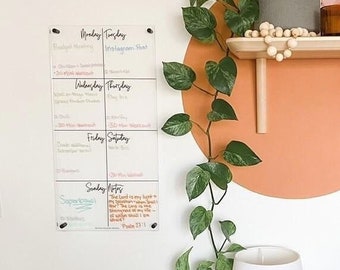 Acrylic Weekly Planner | Acrylic Meal Planner | Acrylic Calendar | Acrylic Wall Planner | Clear Planner  | Clear Calendar