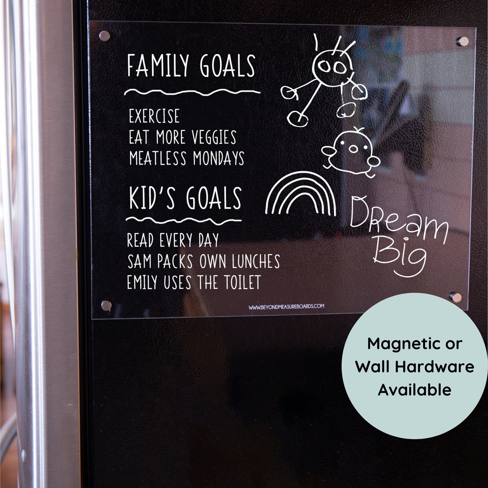 Magnetic Fridge or Wall Acrylic BLANK Board | Dry Erase | Chalk Markers | Menu / Note / Reminders| Fridge Magnet | Blank Wall Acrylic