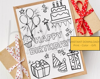 Printable Happy Birthday Color Card - Celebration