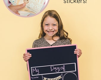 Back to School Board – Pink First Day Sign with Stickers