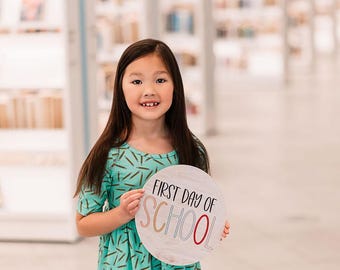 Reversible Back to School Board | Rainbow Circle, First and Last Day Photo Prop