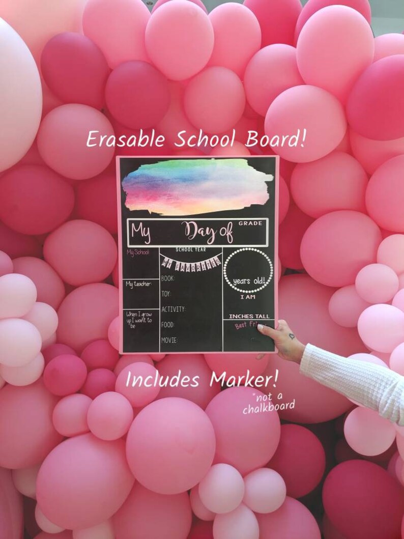 Back to School Erasable Board -  Rainbow Pastel Watercolor | First Day of School | Last Day School Sign | School Photos | School Board 