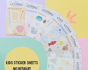 No-Residue Reusable Sticker Sheets - 9 Designs for Kids Travel