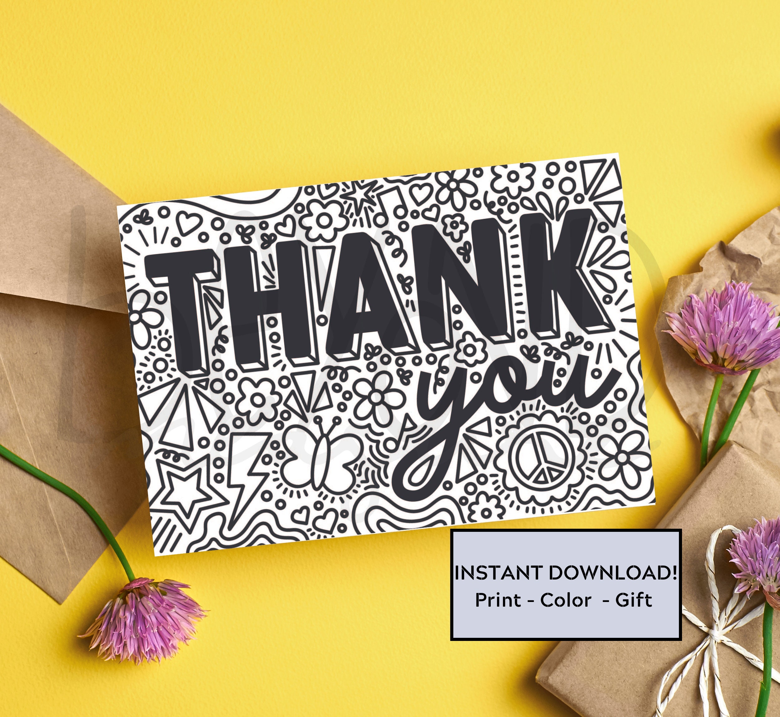 Printable Thank You Card - Color Me 4" x 6"