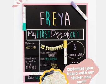 Back to School Erasable Board - Decorate Me with Stickers Pink |First Day of School | Last Day School Sign | School Board