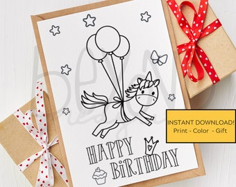 Printable Happy Birthday Kids Unicorn Card
