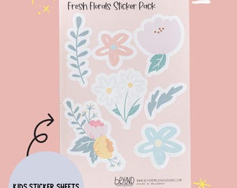 Pastel Floral Sticker Sheet | Reusable No-Residue Kids Stickers