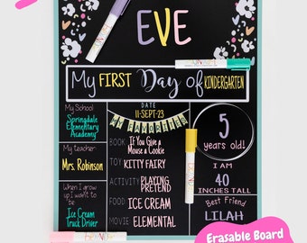 Back to School Erasable Board - Spring Floral | First Day School Sign | Last Day School Sign | School Photos | School Photo Board