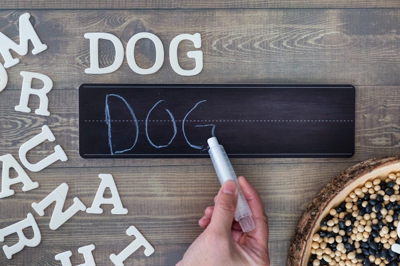 Name & Letter Practice Mini Mat Reversible Chalk Marker and Crayon Included image 1