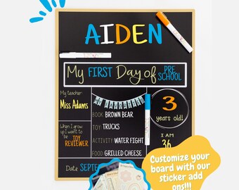 First Day of School Board – Reusable Photo Prop with Stickers
