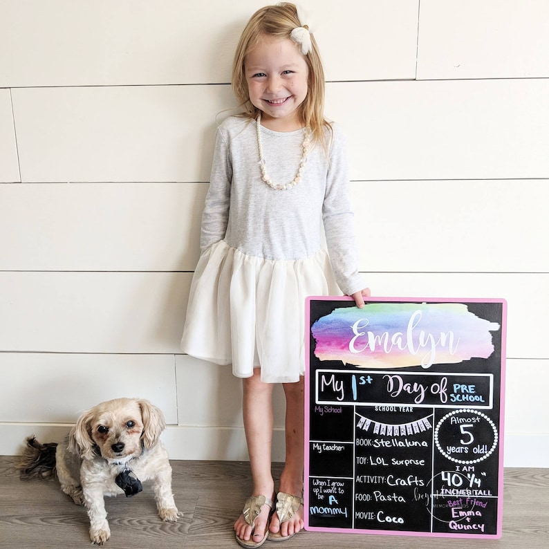 Black Neutral First Day of School Sign Back to School Board Erasable /& Reusable White