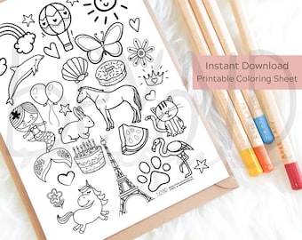 Kids Coloring Sheet Printable - Whimsical theme