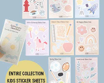 Kids Reusable Sticker Set | Travel Activity Pack of 9, No-Residue