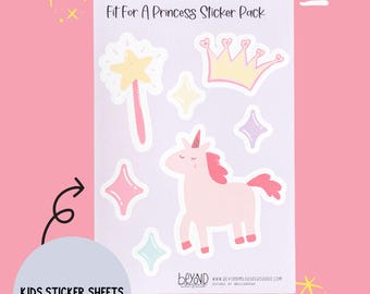 Princess Unicorn Sticker Pack | Reusable Kids Stickers