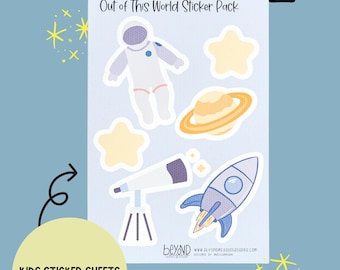 Space Sticker Pack | Reusable Astronaut, Rocket Stickers | No-Residue Kids Sticker Sheet