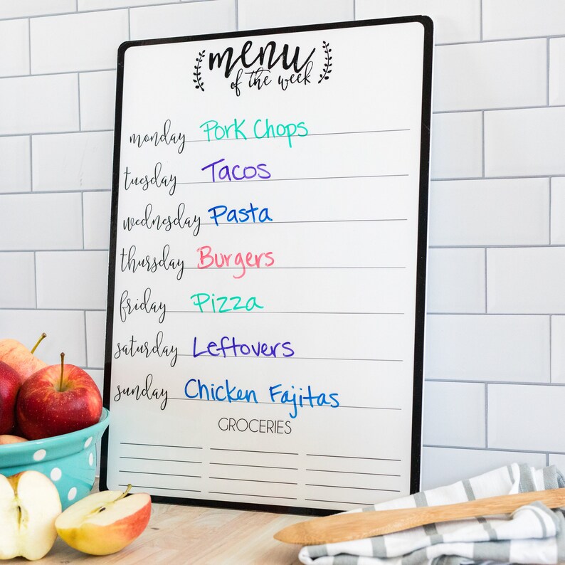 Weekly Menu Planner Dry Erasable Whiteboard Meal Planner Etsy