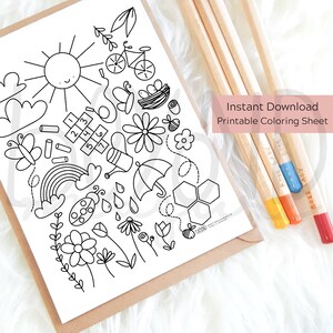 Spring Theme Kids Coloring Sheet Printable