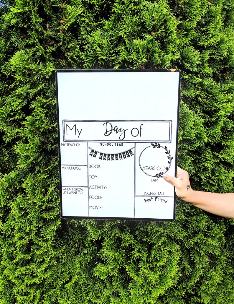 Black Neutral First Day of School Sign Back to School Board Erasable /& Reusable White
