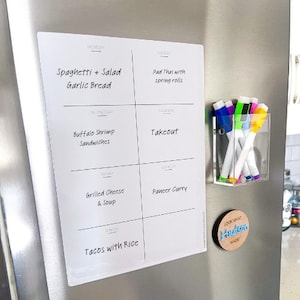 Magnetische Tage der Woche Planer Dry Erase Board | Whiteboard Menü-Planer | Familie Tracker | Magnet Menü | Trocken abwischbarer Mahlzeitenplaner