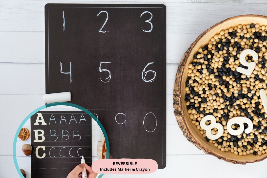 Numbers / Lines Reversible Mini Learning Mat Learning - Chalk Crayon ...