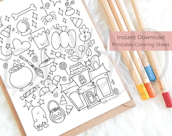 Halloween Kids Coloring Sheet Printable