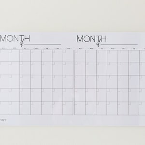 Two Month Erasable Calendar Whiteboard Calendar Magnetic Calendar