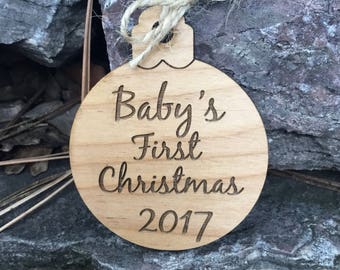 Baby's First Christmas Ornament - Newborn Tree Ornament - Wood Cristmas Ornament - Personalized Gift