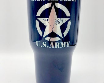 Living The Dream Army Mug - RTIC Tumbler - Army Travel Cup - Free Shipping