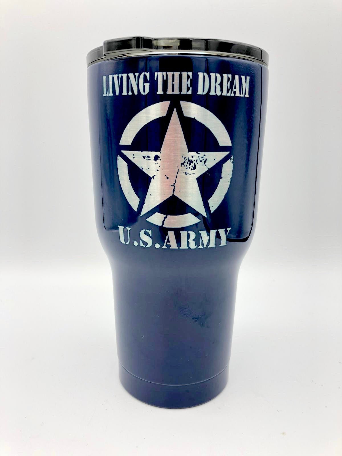 Living The Dream Army Mug - RTIC Tumbler - Army Travel Cup - Free Shipping