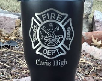 Fire Fighter- Maltese Cross - RTIC 30oz Tumbler - Similar to Yeti Tumbler- Fire Fighter Gift