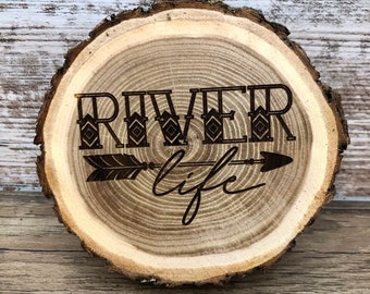 River Life Engraved Wooded Coasters- Old West Log Coasters