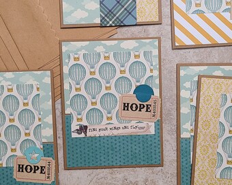 Hope Floats Hot Air Balloon All Occasion A2 Greeting Card Set of 6