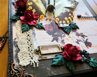 Handmade Mini Album Scrapbook - Ready for Photos - Dark Romantic Floral Wedding