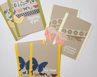 Butterfly Friendship Card Set: Handmade Embossed Stationery
