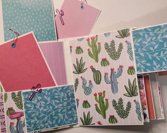Handmade Mini Album Scrapbook - Ready for Photos - Succulent All Roads Lead to Sun