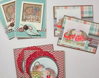 Handmade Hedgehog Greeting Card Set: Birthday, Teacher, Thinking of You