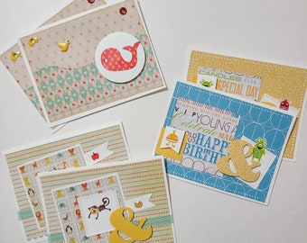 Baby Boy or Masculine All Occasion and Birthday Greeting Card Stationery Set