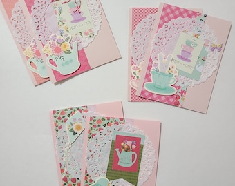 Tea Time All Occasion Spring Greeting Card Stationery Set