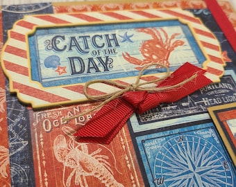 Handmade Mini Album Scrapbook - Ready for Photos - Catch of the Day Graphic 45