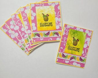 It's Happy Hour Somewhere All Occasion Summer Cocktail Greeting Card Stationery Set