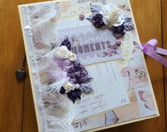 Handmade Mini Album Scrapbook - Ready for Photos - Prima Lavender Sweet Moments