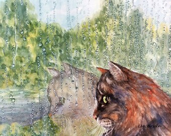 Tortoiseshell Long-haired Cat blank art cards 3-1/2 x 5 or 5 x 7 card sets w/envelopes from my original art