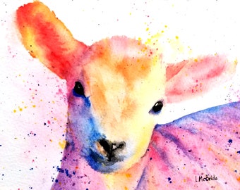 Colorful Baby Lamb blank art cards 3-1/2 x 5 or 5 x 7 card sets w/envelopes from my original art