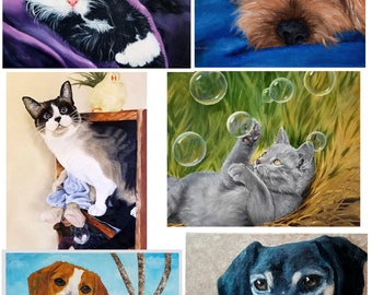 Hand-painted Oil Pet Portrait painting from your photo, dog painting, cat painting, animal painting, pet memorial