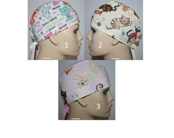 Dog Surgical Scrub cap with buttons Puppy scrub cap Veterinary scrub cap Ear saver Nurse Cap Scrub cap for woman