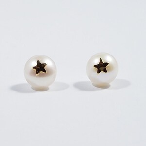 Stud 10 mm Classic Freshwater Pearl, Star Earrings, Bridesmaid Pearl,