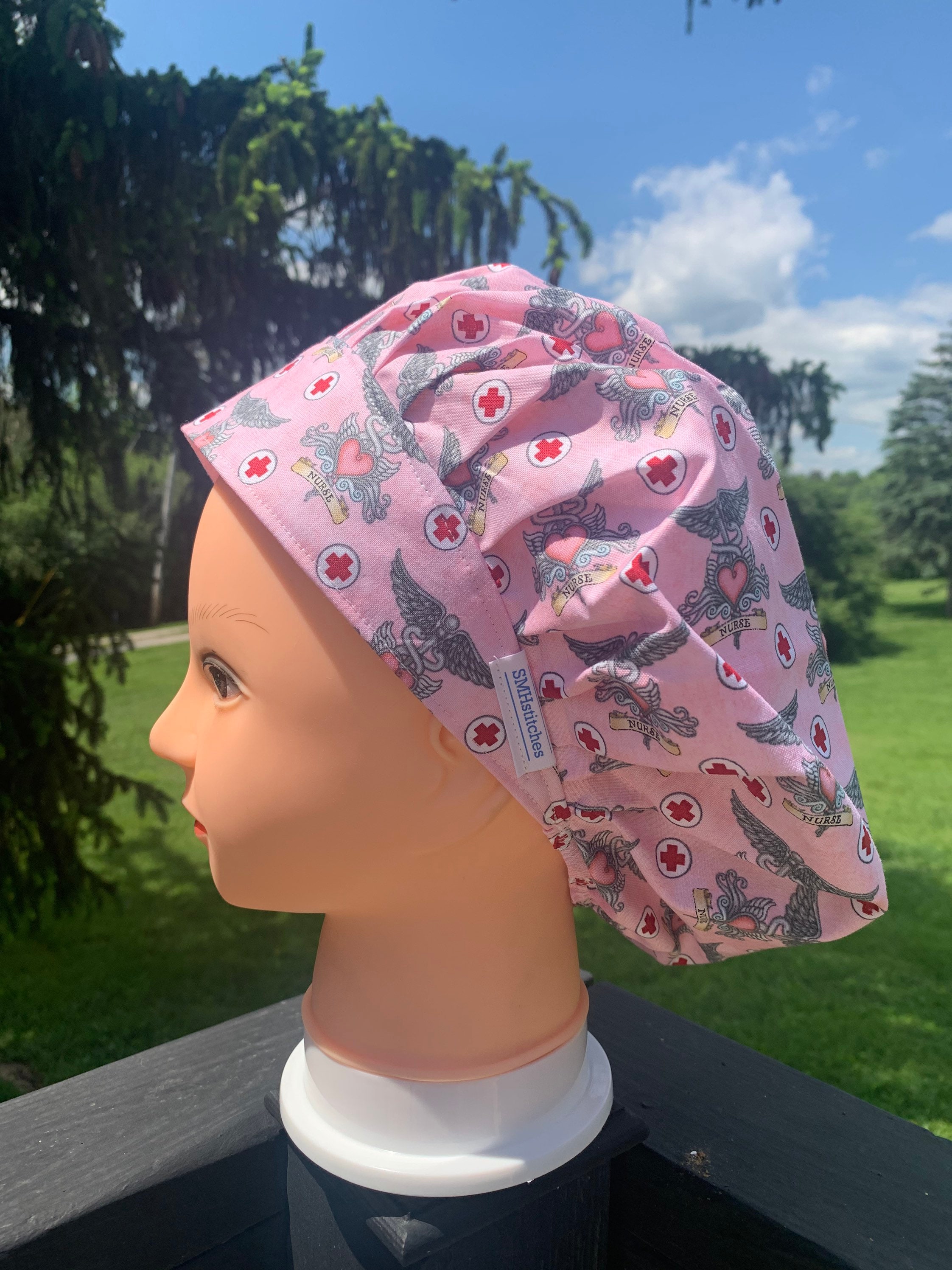 Nurse Pink, Medical, Bouffant Style Surgical Cap, Scrub Hat, Surgical ...