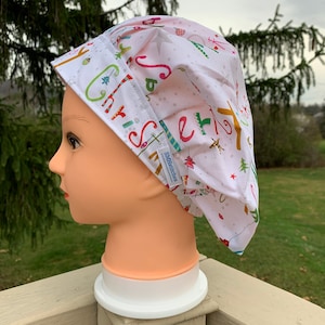 Christmas bouffant surgical cap, holiday bouffant scrub hat, surgical cap, bouffant style