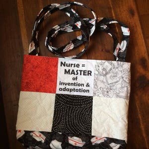 nurse tote bag, quilted bag, nurse shoulder bag, nurse work bag, red, black ,gray, gift giver