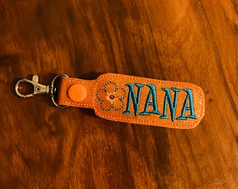 Nana key fob, Nana key chain, zipper pull, nana gift, grandparents day gift, gift giver, embroidery